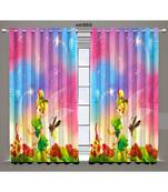 Multicolor Digital Printed Long Crush polyester Curtain Set of Two Pcs fitted with Eyelets