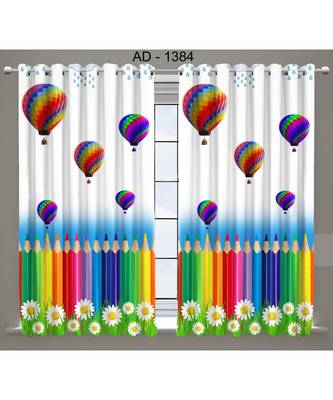 Multicolor Digital Printed Long Crush polyester Curtain Set of Two Pcs fitted with Eyelets 1