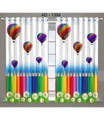 Multicolor Digital Printed Long Crush polyester Curtain Set of Two Pcs fitted with Eyelets