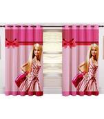 Multicolor Digital Printed Long Crush polyester Curtain Set of Two Pcs fitted with Eyelets