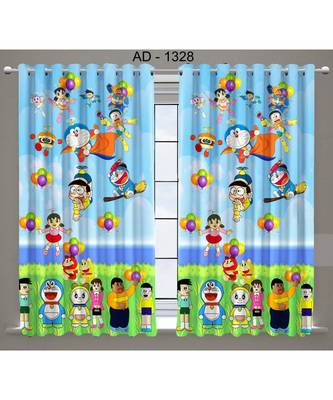 Multicolor Digital Printed Long Crush polyester Curtain Set of Two Pcs fitted with Eyelets 1