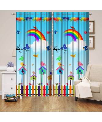 Multicolor Digital Printed Long Crush polyester Curtain Set of Two Pcs fitted with Eyelets 1