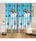 Multicolor Digital Printed Long Crush polyester Curtain Set of Two Pcs fitted with Eyelets