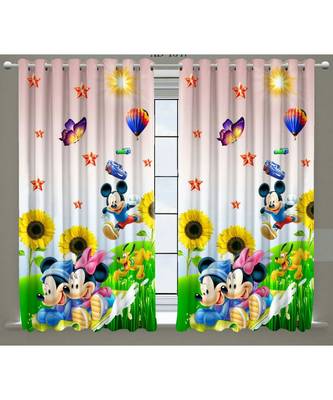 Multicolor Digital Printed Long Crush polyester Curtain Set of Two Pcs fitted with Eyelets 1