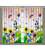Multicolor Digital Printed Long Crush polyester Curtain Set of Two Pcs fitted with Eyelets