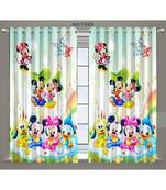 Multicolor Digital Printed Long Crush polyester Curtain Set of Two Pcs fitted with Eyelets