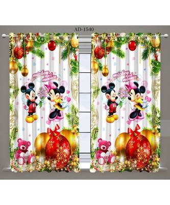 Multicolor Digital Printed Long Crush polyester Curtain Set of Two Pcs fitted with Eyelets 1