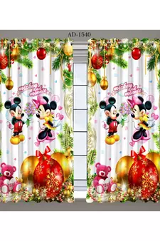 Multicolor Digital Printed Long Crush polyester Curtain Set of Two Pcs fitted with Eyelets