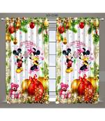 Multicolor Digital Printed Long Crush polyester Curtain Set of Two Pcs fitted with Eyelets