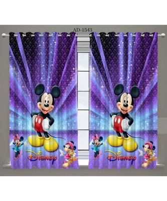 Multicolor Digital Printed Long Crush polyester Curtain Set of Two Pcs fitted with Eyelets 1