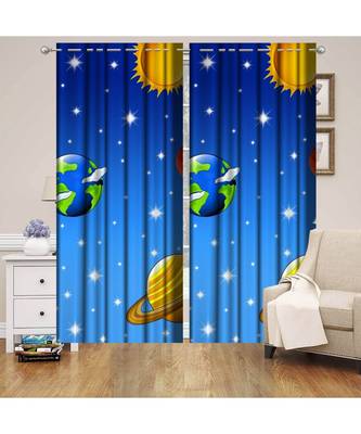 Multicolor Digital Printed Long Crush polyester Curtain Set of Two Pcs fitted with Eyelets 1