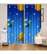 Multicolor Digital Printed Long Crush polyester Curtain Set of Two Pcs fitted with Eyelets