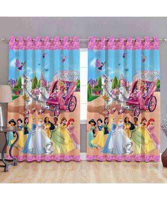 Multicolor Digital Printed Long Crush polyester Curtain Set of Two Pcs fitted with Eyelets 1