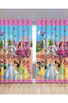 Multicolor Digital Printed Long Crush polyester Curtain Set of Two Pcs fitted with Eyelets