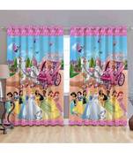 Multicolor Digital Printed Long Crush polyester Curtain Set of Two Pcs fitted with Eyelets