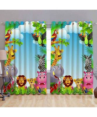 Multicolor Digital Printed Long Crush polyester Curtain Set of Two Pcs fitted with Eyelets 1
