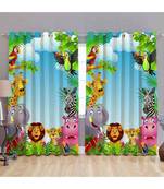 Multicolor Digital Printed Long Crush polyester Curtain Set of Two Pcs fitted with Eyelets