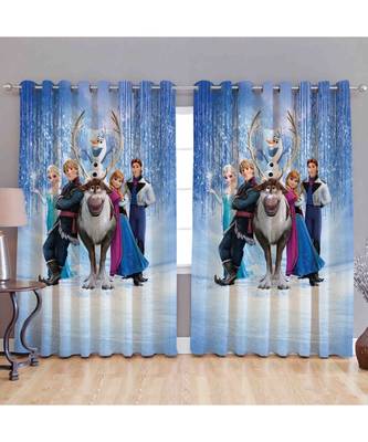 Multicolor Digital Printed Long Crush polyester Curtain Set of Two Pcs fitted with Eyelets 1