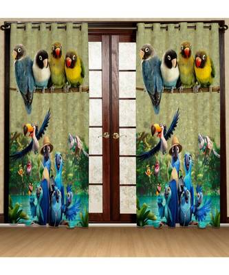 Multicolor Digital Printed Long Crush polyester Curtain Set of Two Pcs fitted with Eyelets 1