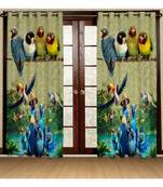 Multicolor Digital Printed Long Crush polyester Curtain Set of Two Pcs fitted with Eyelets