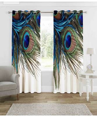 Multicolor Digital Printed Long Crush polyester Curtain Set of Two Pcs fitted with Eyelets 1
