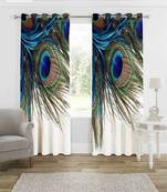 Multicolor Digital Printed Long Crush polyester Curtain Set of Two Pcs fitted with Eyelets