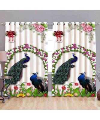 Multicolor Digital Printed Long Crush polyester Curtain Set of Two Pcs fitted with Eyelets 1