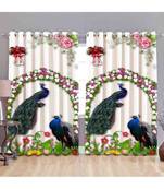 Multicolor Digital Printed Long Crush polyester Curtain Set of Two Pcs fitted with Eyelets