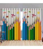 Multicolor Digital Printed Long Crush polyester Curtain Set of Two Pcs fitted with Eyelets