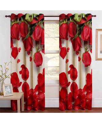 Multicolor Digital Printed Long Crush polyester Curtain Set of Two Pcs fitted with Eyelets 1