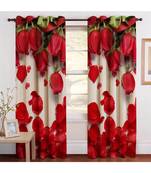 Multicolor Digital Printed Long Crush polyester Curtain Set of Two Pcs fitted with Eyelets