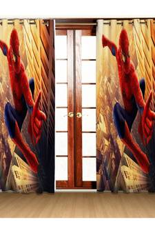 Multicolor Digital Printed Long Crush polyester Curtain Set of Two Pcs fitted with Eyelets