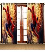 Multicolor Digital Printed Long Crush polyester Curtain Set of Two Pcs fitted with Eyelets