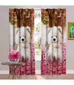 Multicolor Digital Printed Long Crush polyester Curtain Set of Two Pcs fitted with Eyelets