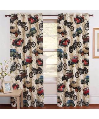 Multicolor Digital Printed Long Crush polyester Curtain Set of Two Pcs fitted with Eyelets 1