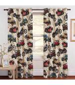 Multicolor Digital Printed Long Crush polyester Curtain Set of Two Pcs fitted with Eyelets