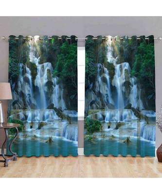 Multicolor Digital Printed Long Crush polyester Curtain Set of Two Pcs fitted with Eyelets 1