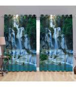 Multicolor Digital Printed Long Crush polyester Curtain Set of Two Pcs fitted with Eyelets