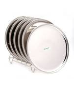 coconut Stainless Steel Plain Round Full Plates/Thali - China Plates - Set of 6 - Diameter 28.5 Cms Each
