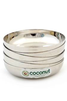 coconut Stainless Steel Dezire Halwa Plates/Bowls - Set of 6 (11.5 cm Diameter) - Capacity -150ML Each Bowl