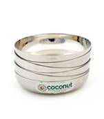 coconut Stainless Steel Dezire Halwa Plates/Bowls - Set of 6 (11.5 cm Diameter) - Capacity -150ML Each Bowl