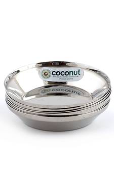 Coconut Stainless Steel Vento Halwa Plates/Bowls - Set of 6 (12 cm Diameter) - Capacity -160ML Each