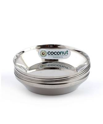 Coconut Stainless Steel Vento Halwa Plates/Bowls - Set of 6 (12 cm Diameter) - Capacity -160ML Each 1