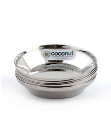 Coconut Stainless Steel Vento Halwa Plates/Bowls - Set of 6 (12 cm Diameter) - Capacity -160ML Each
