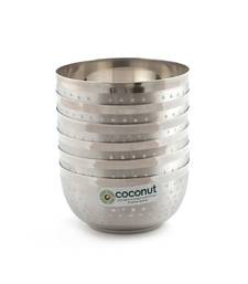 Coconut Stainless Steel Shower DLX Bowl/Vati/Katori - Set of 6 (9 cm Diameter) - Capacity Each Bowl 230ML