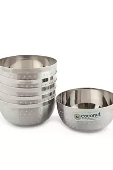 Coconut Stainless Steel Shower DLX Bowl/Vati/Katori - Set of 6 (9 cm Diameter) - Capacity Each Bowl 230ML