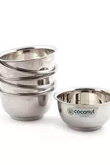 Coconut Stainless Steel Lotus Bowl/Vati/Katori - Set of 6 (9.5 cm Diameter)