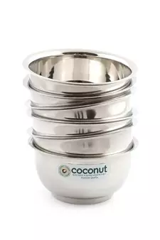 Coconut Stainless Steel Lotus Bowl/Vati/Katori - Set of 6 (9.5 cm Diameter)