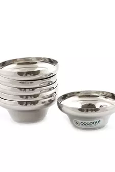 Coconut Stainless Steel Cherry Bowl/Vati/Katori - Set of 6 (10 cm Diameter)