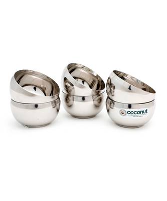 coconut Stainless Steel Vegetable Bowls/Serving Bowls/Steel Bowls - Set of 6 Pieces - 3.25 inches - Capacity -Each 180ML 2
